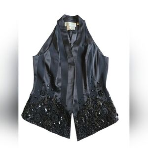 Orlando Rossi Women's Black Beaded Halter Vest Size 8 Evening Formal